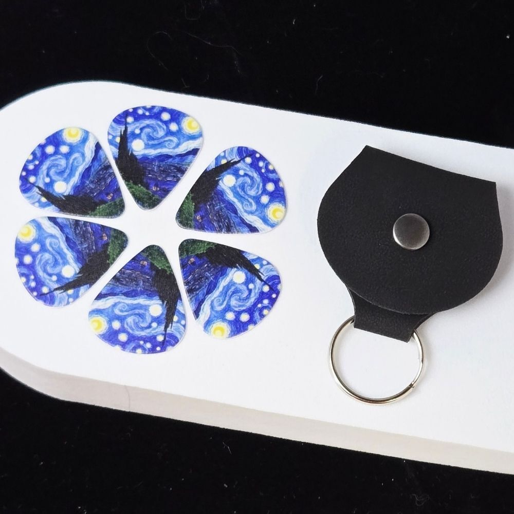 Starry Night Guitar Picks Set 6pcs .96mm Van Gogh Plectrum with Case Iconic Gift